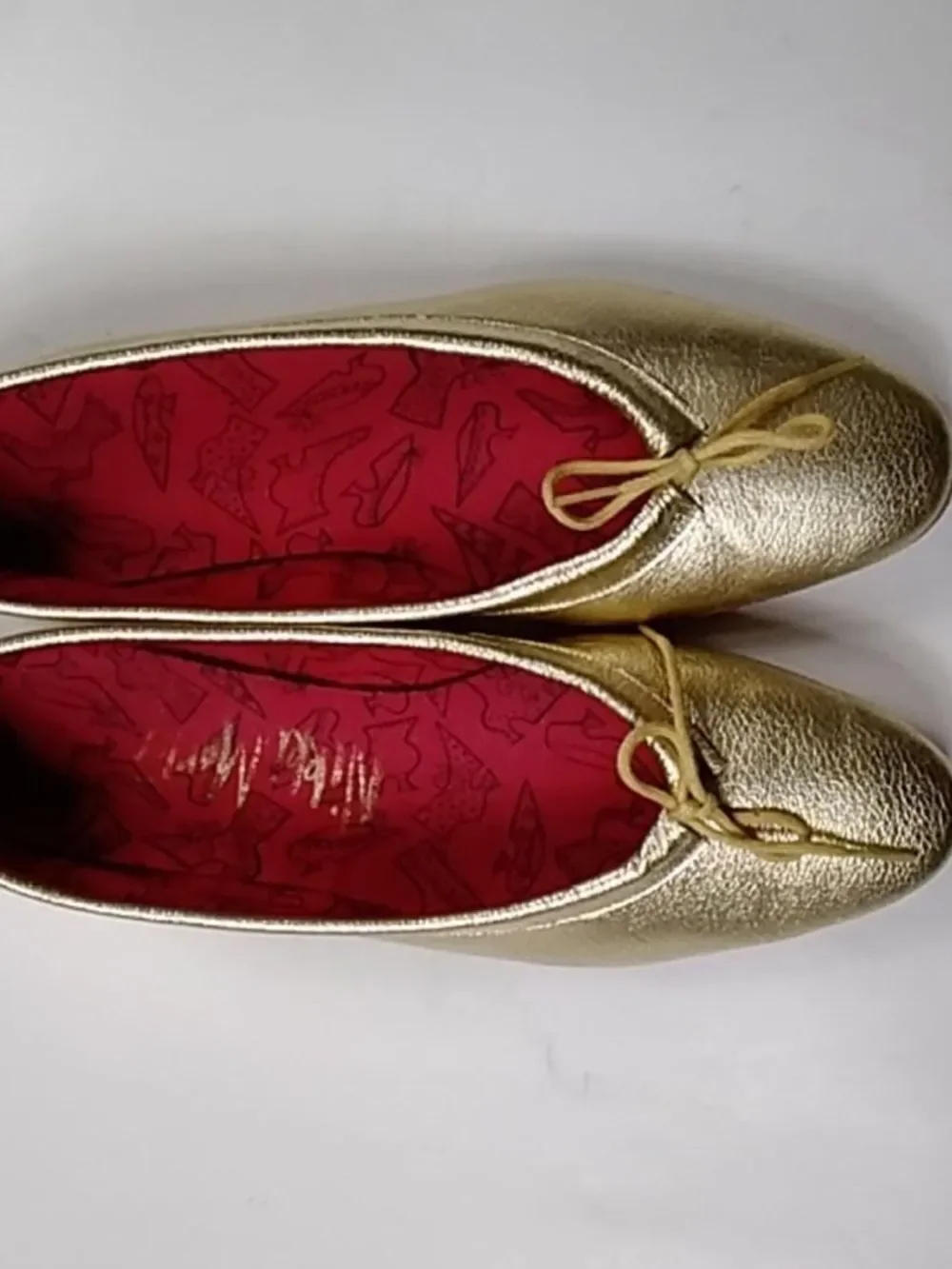 Gold Ballet Flats with Red Insole - Unknown Brand